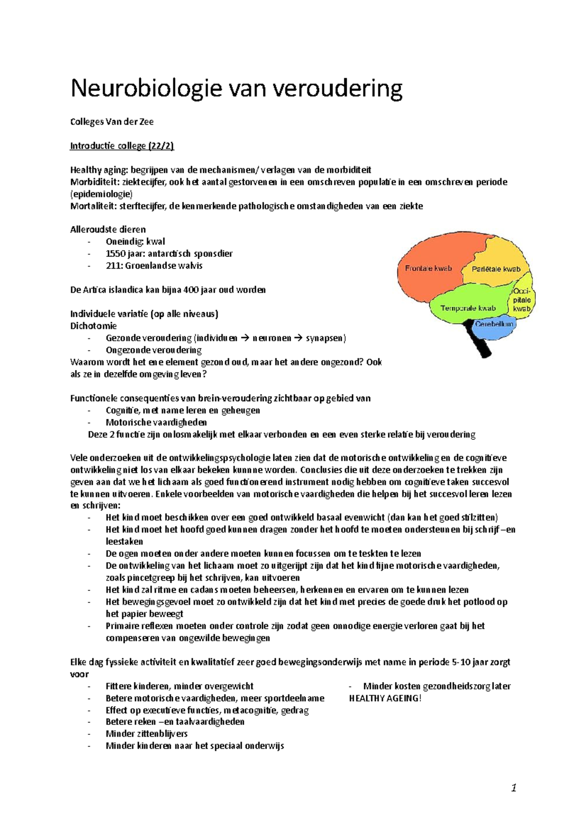 Neurobiologie Van Veroudering - Conclusies Die Uit Deze Onderzoeken Te ...