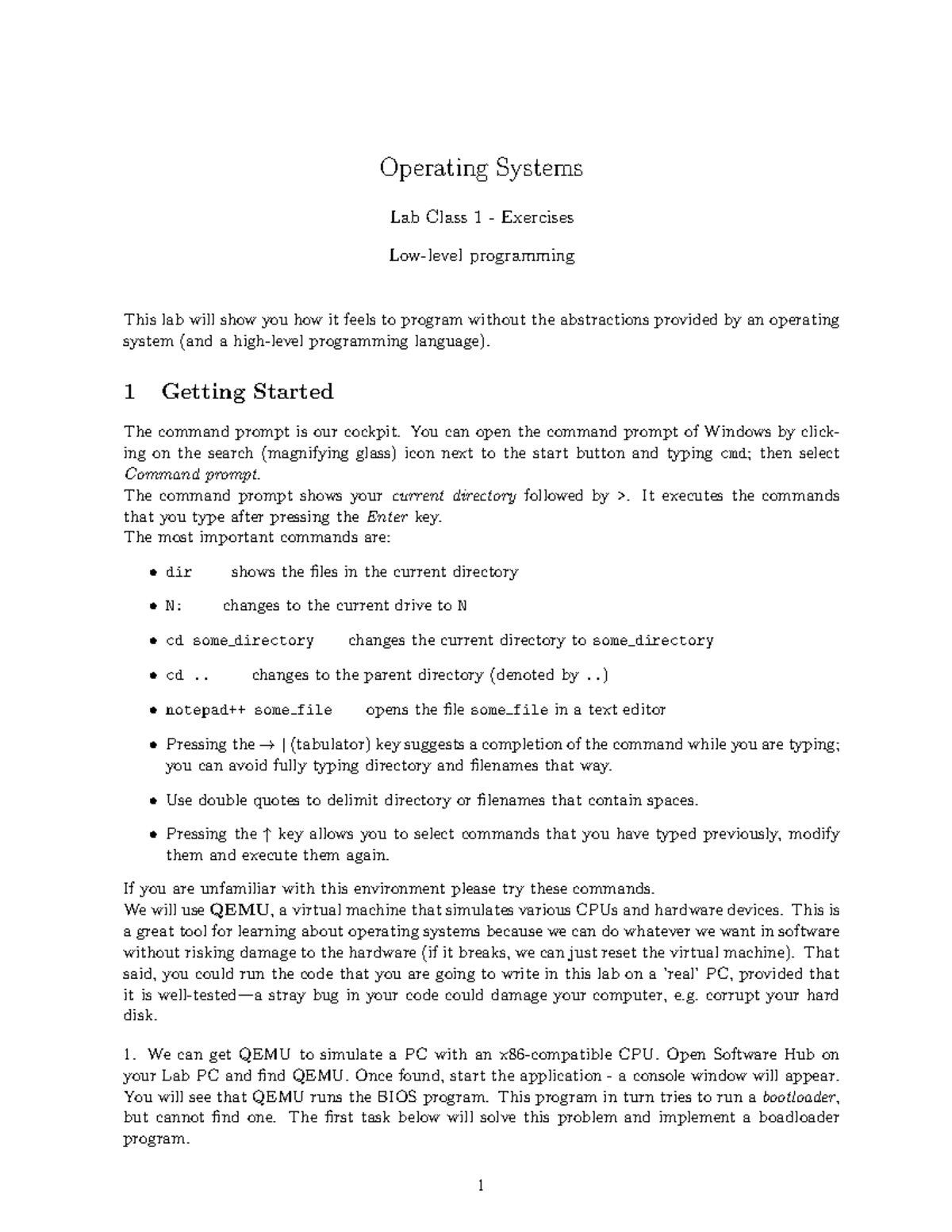 Practice Exercises on low level programming - Operating Systems Lab ...