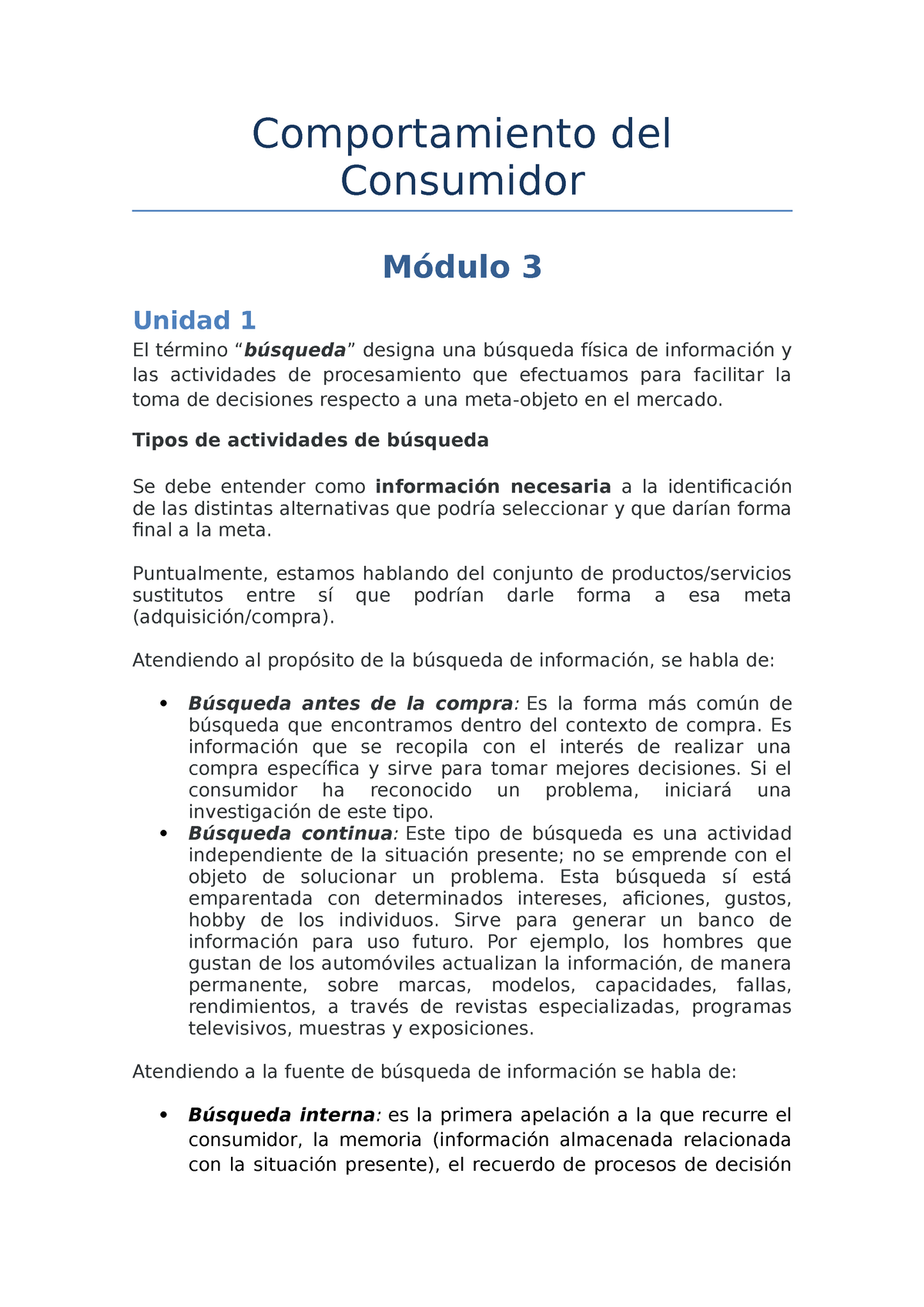 Comportamiento Modulo 3 Y 4 Comportamiento Del Consumidor Módulo 3