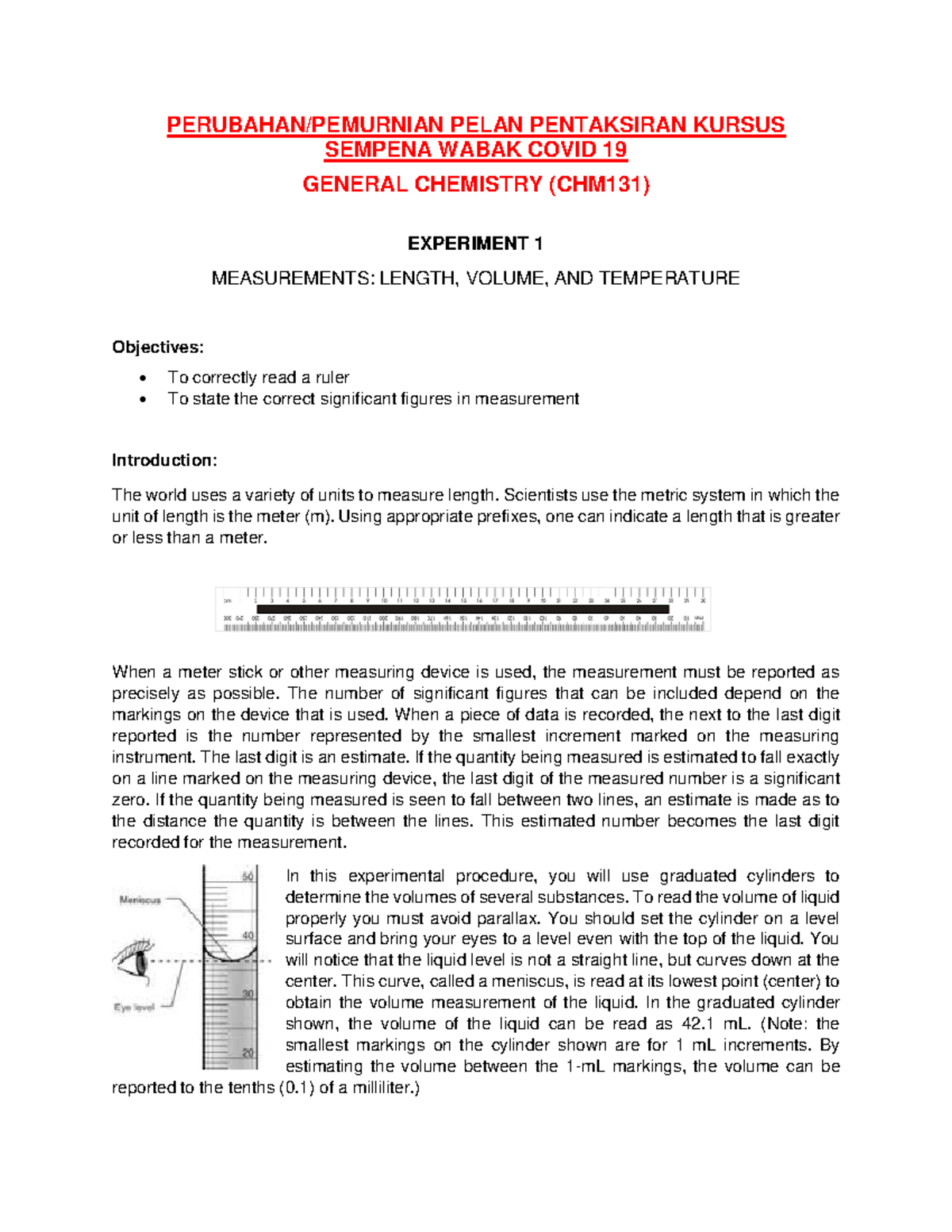 Chemistry Lab Exp - Lab Report Experiment 1 - PERUBAHAN/PEMURNIAN PELAN ...