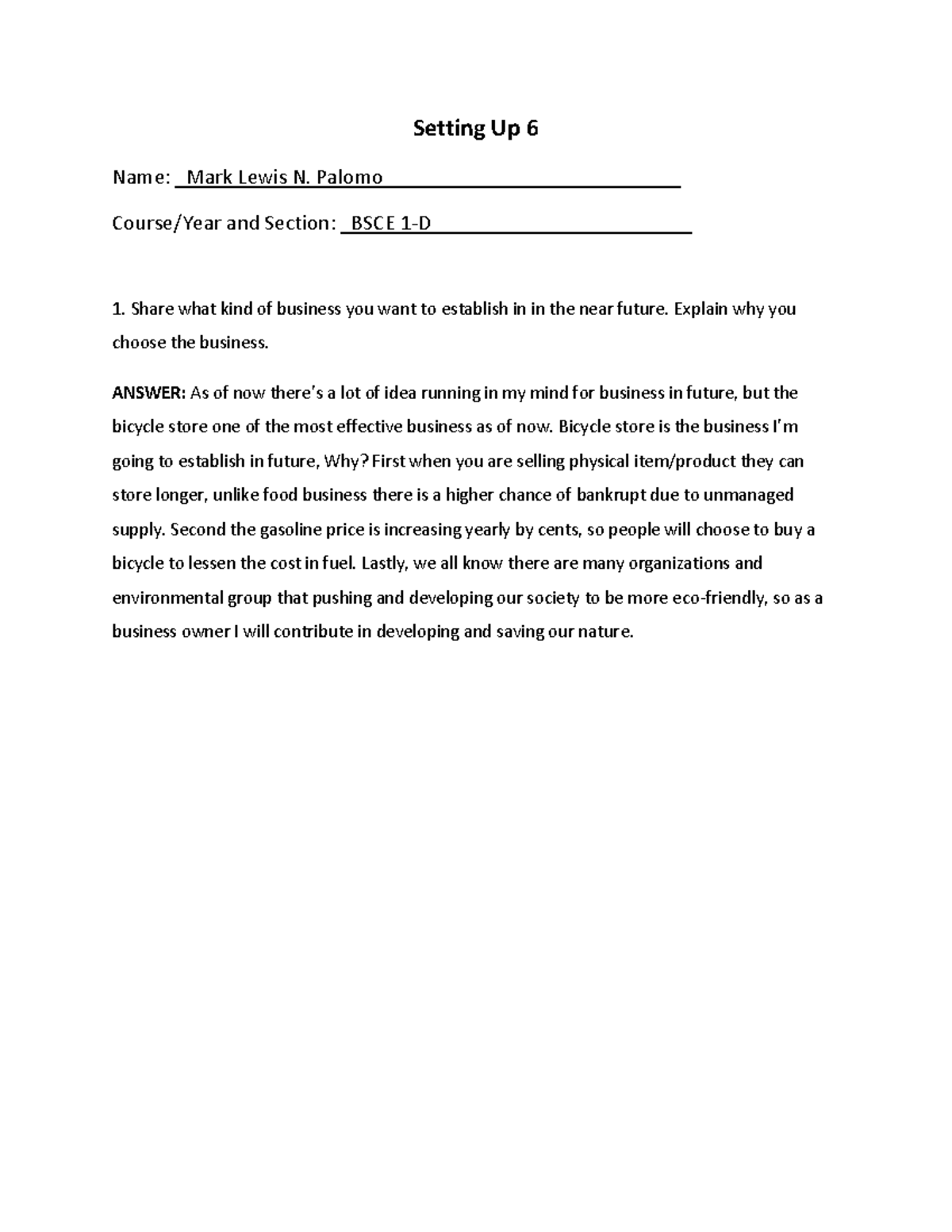 NSTP 2 - Activity 6 - Palomo, Mark Lewis N - Setting Up 6 Name: Mark ...