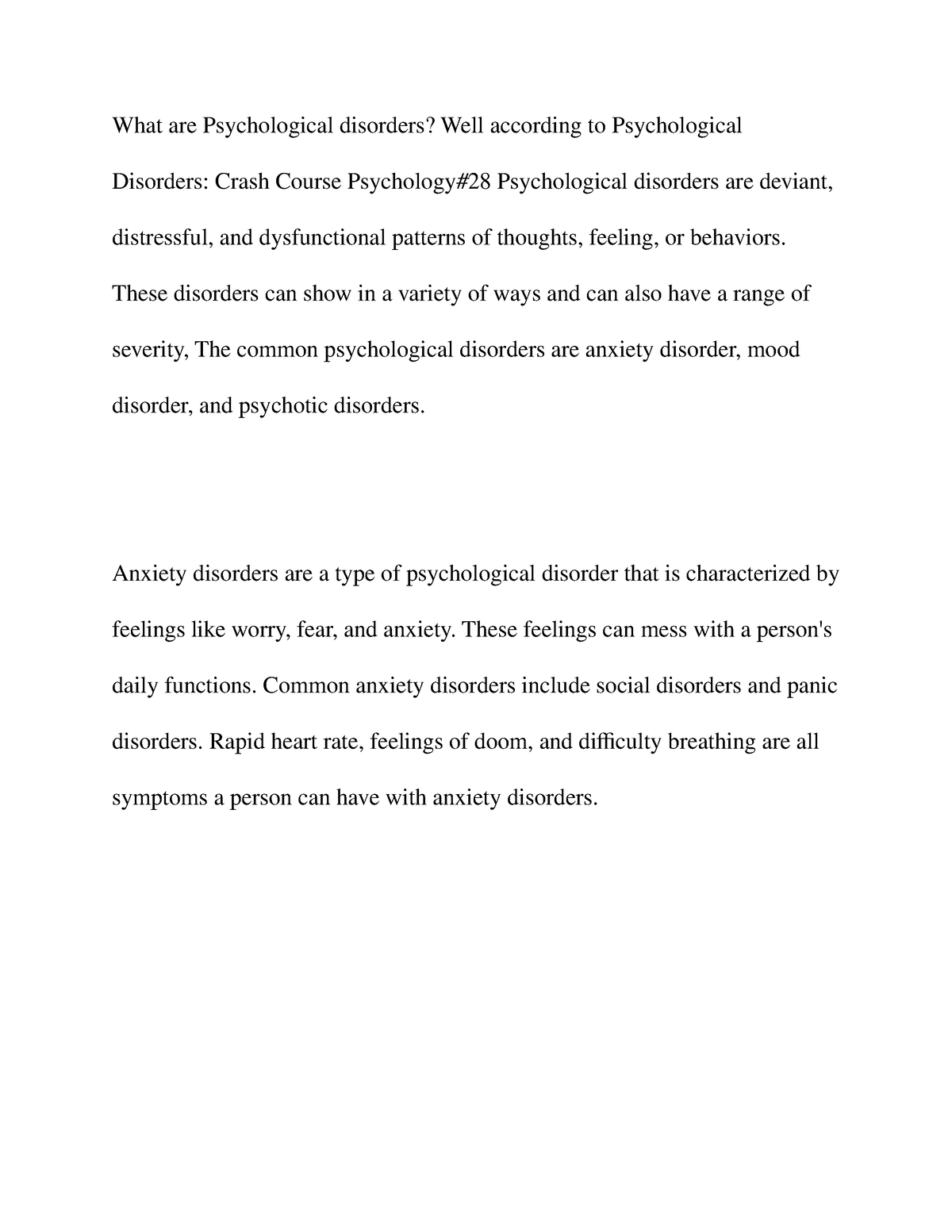 what is psychological disorders essay