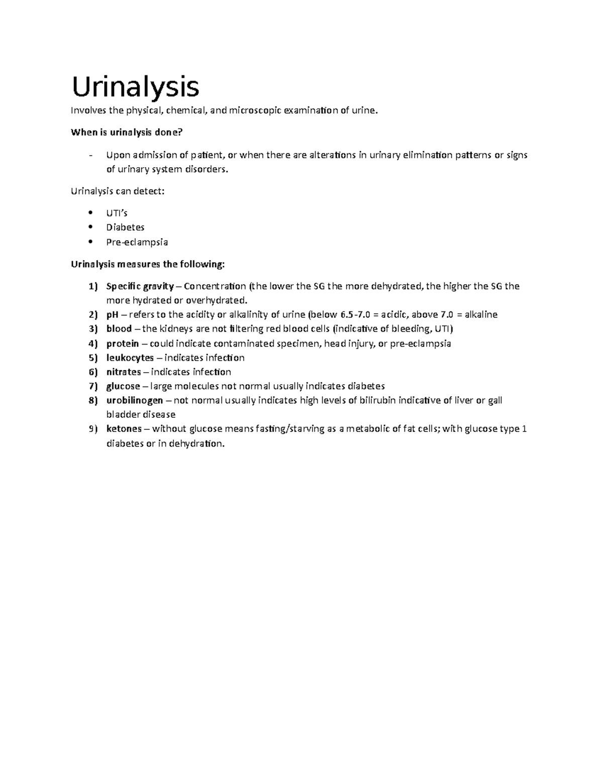 Urinalysis Revision - Urinalysis Involves The Physical, Chemical, And ...