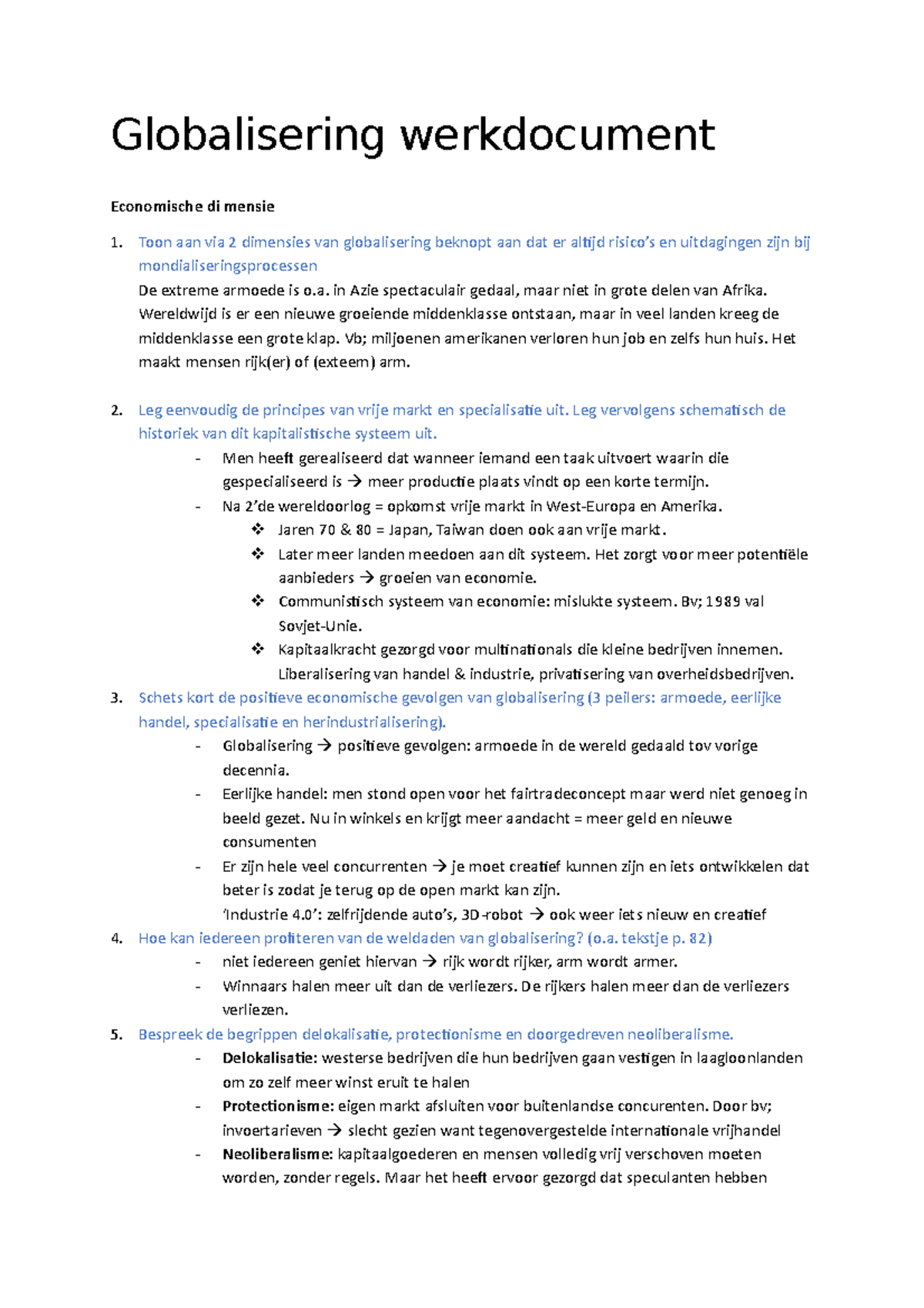 Gedrag 456 - Gw boek socius - Globalisering werkdocument Economische di ...