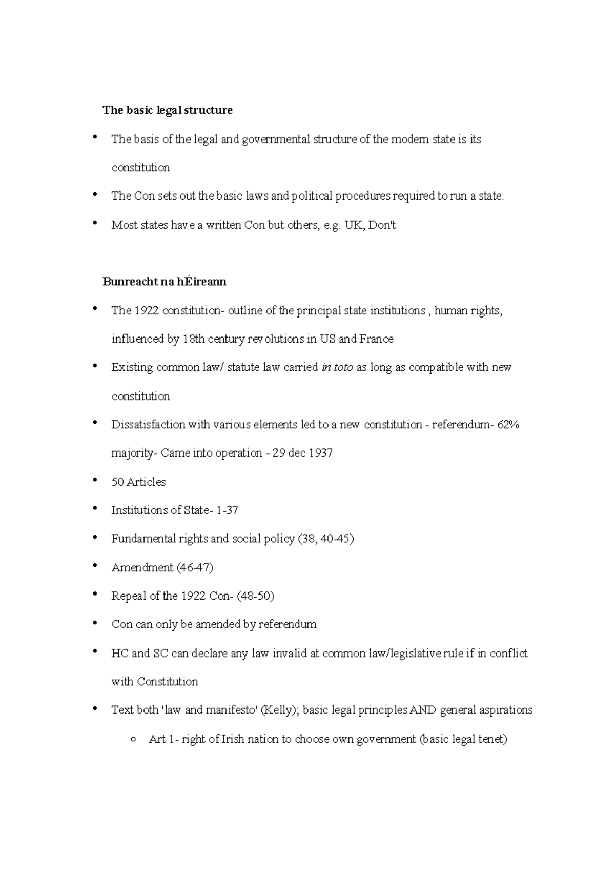 Irish Constitution introduction - The basic legal structure The basis ...