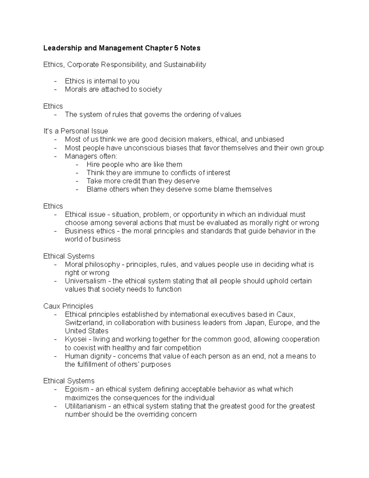 Leadership And Management Chapter 5 Notes - Studocu