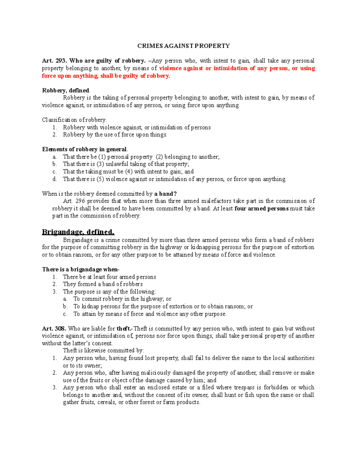 Crimes Against Property - CRIMES AGAINST PROPERTY Art. 293. Who are ...