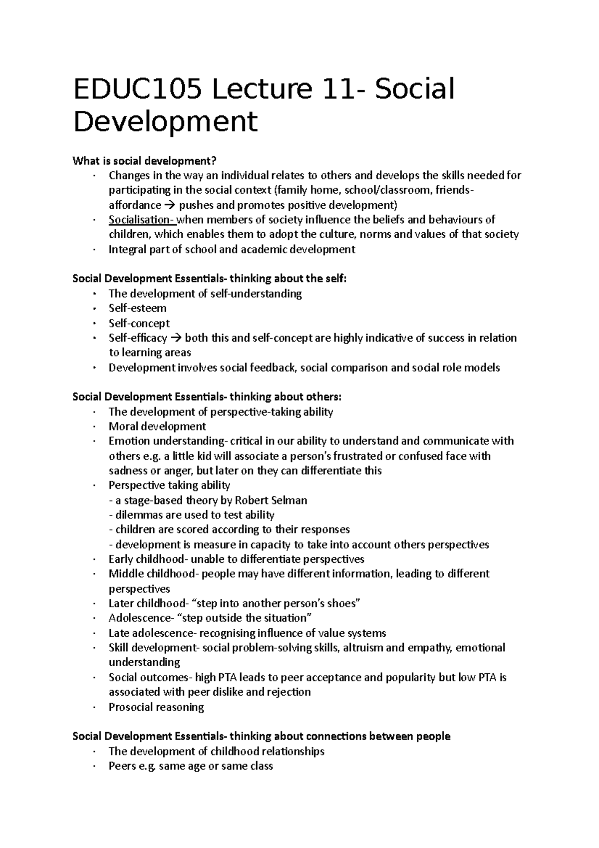 EDUC 105 Lecture 11- Social Development - EDUC105 Lecture 11- Social ...