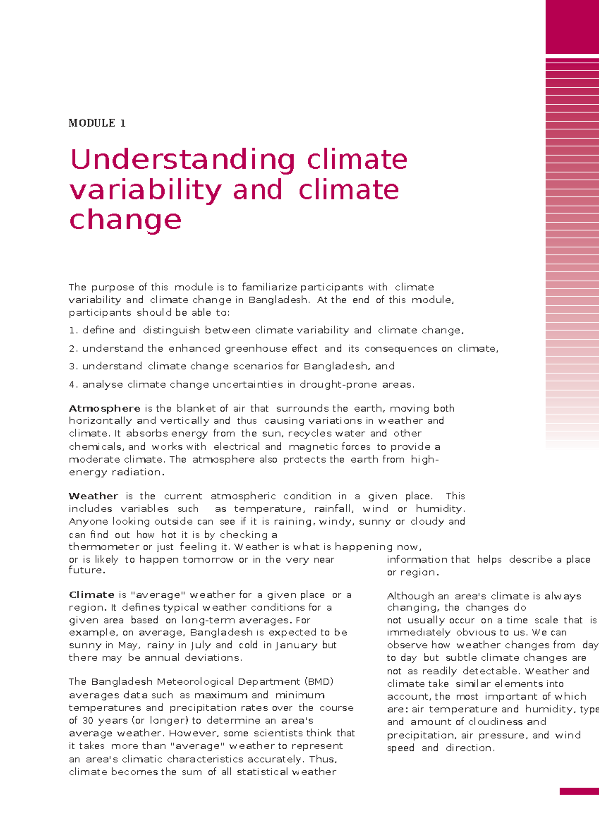 Climate variability and climate change - At the end of this module ...