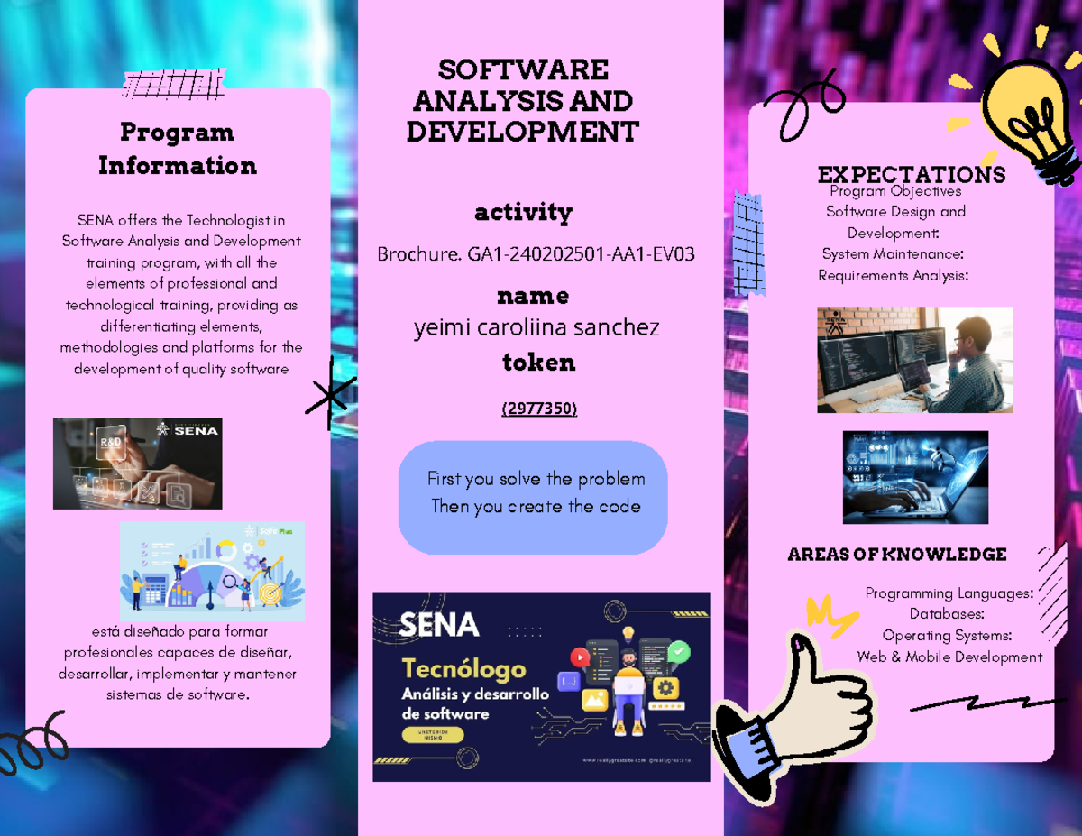 SOFTWARE ANALYSIS AND DEVELOPMENT - Program Information First you solve ...