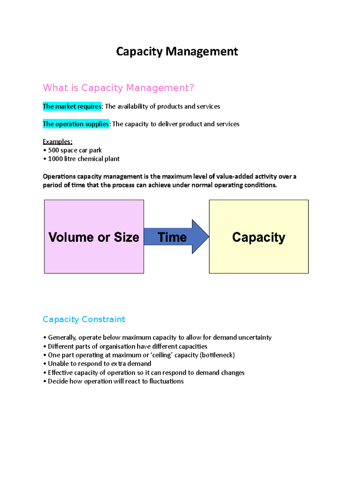 Week 5 - Capacity Management - Capacity Management What is Capacity ...