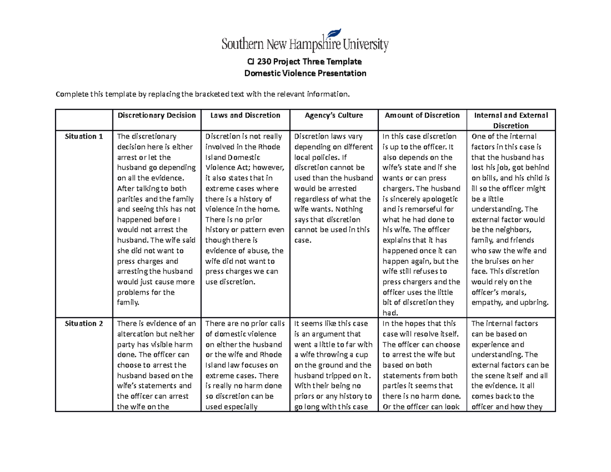 CJ 230 Project Three Template - CJ 230 Project Three Template Domestic ...