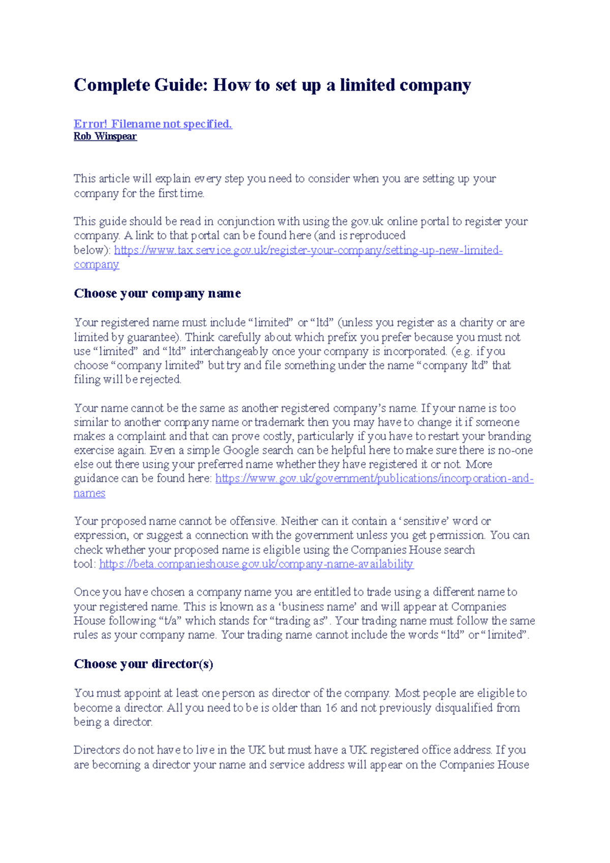 How to set up a company Complete Guide How to set up a limited