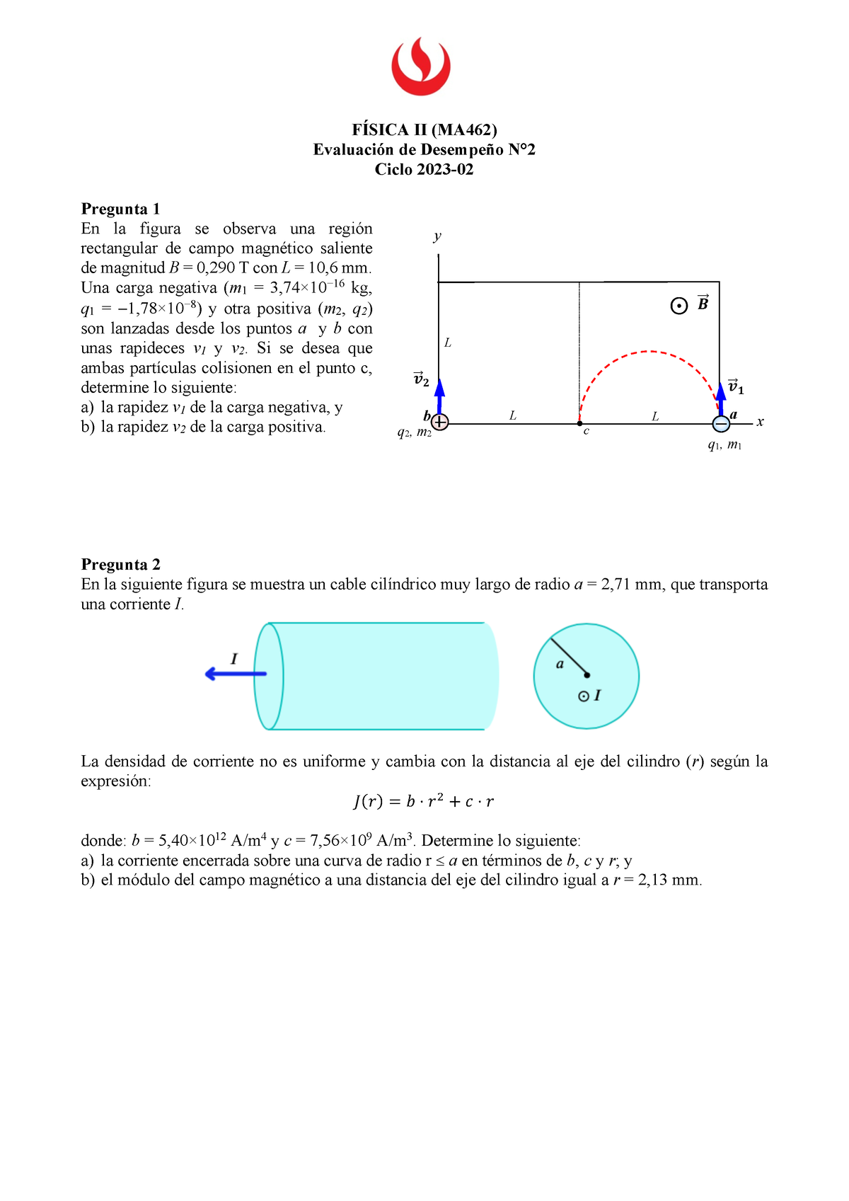 EJercicios PC 2Fisica 2 - FÍSICA II (MA462) Evaluación De Desempeño N ...