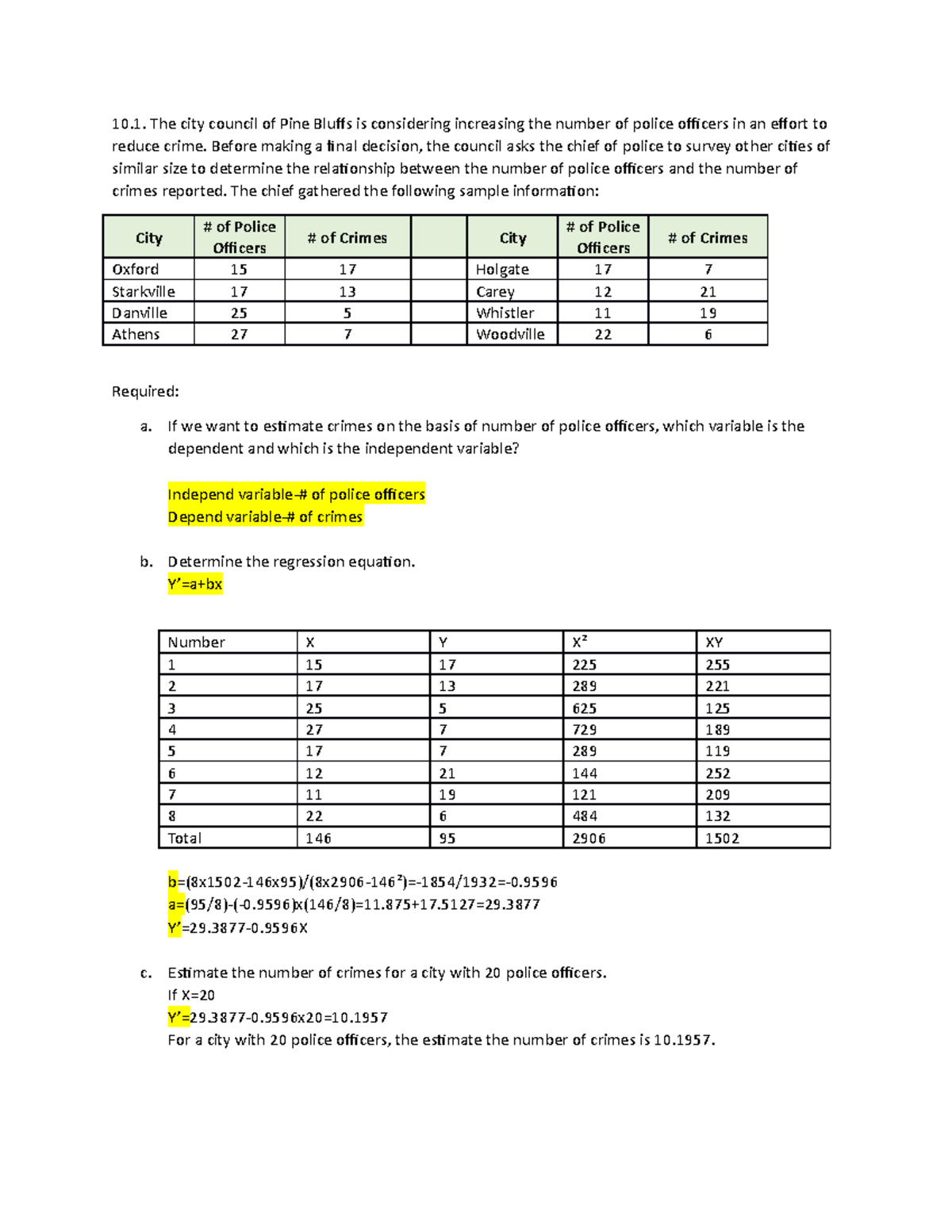 STA1103 Lecture 10 Questions (Answer Key) - The City Council Of Pine ...