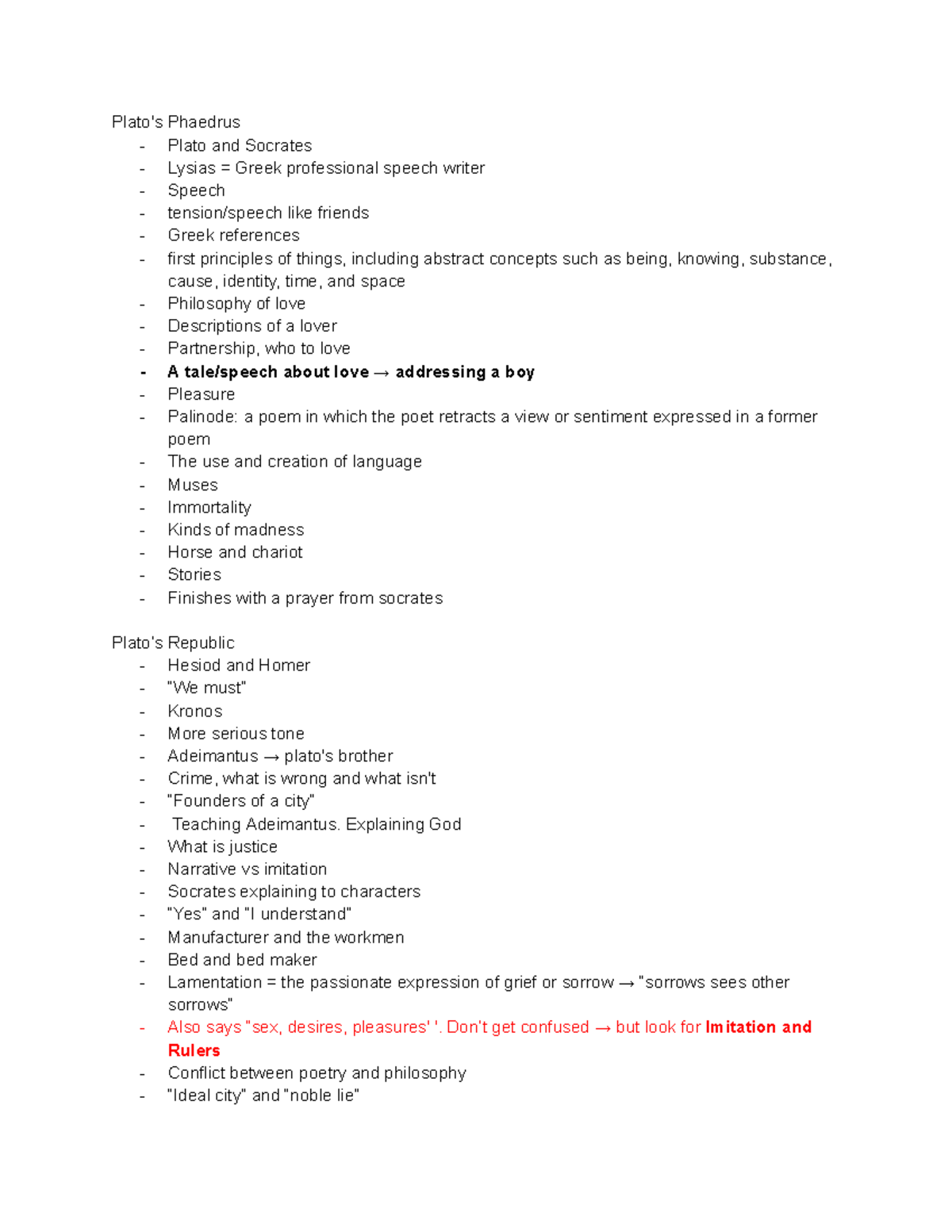 MIT 2000F Test Notes - Plato's Phaedrus - Plato and Socrates - Lysias ...