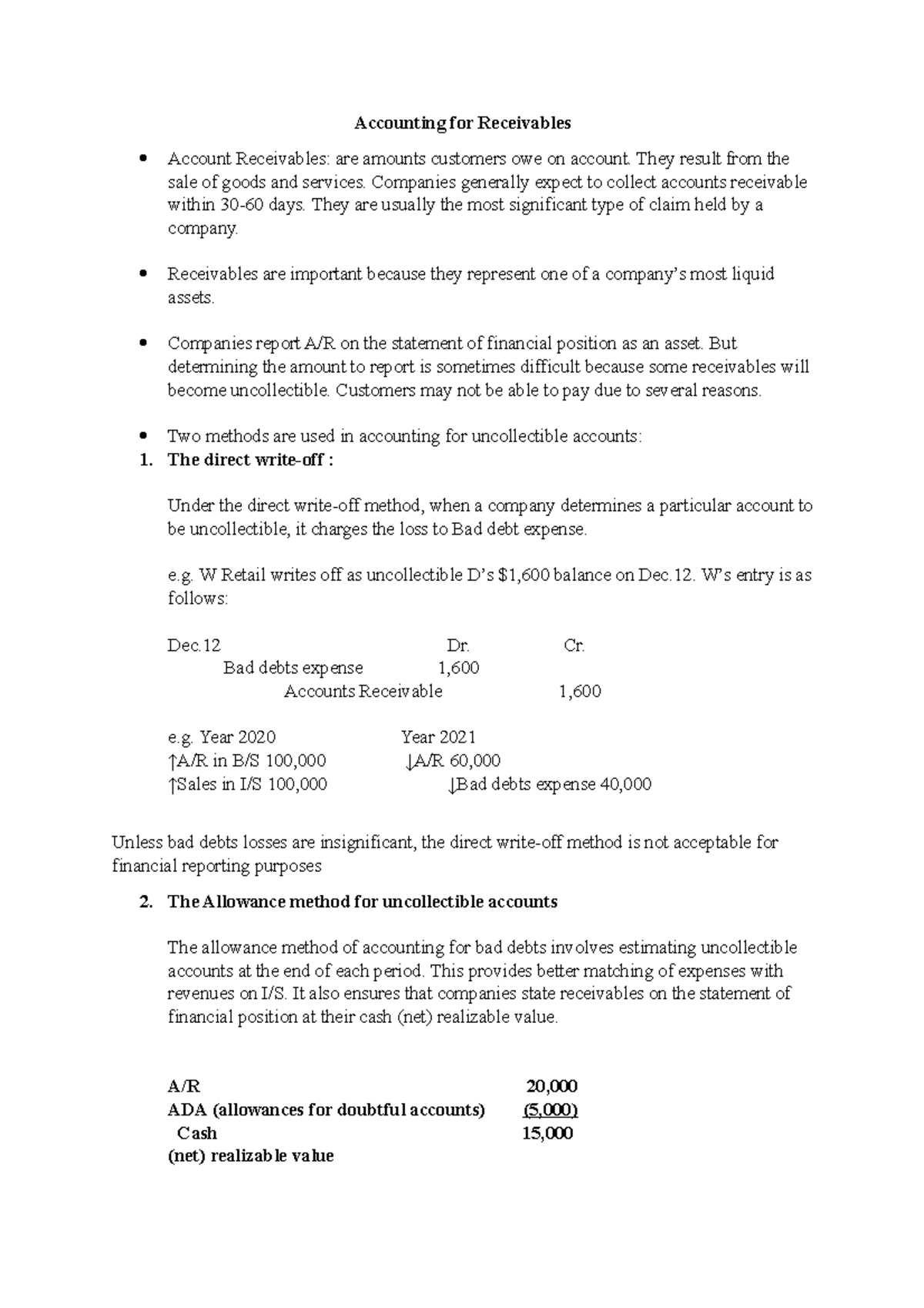 Accounting for Receivables - Database Systems - JU - Studocu