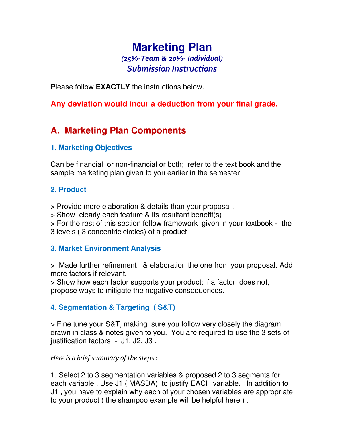 Marketing Plan S2-2022 Submission Instructions 2 - Marketing Plan (25% ...