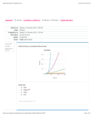 CS 3304 Analysis of algotithm Graded Quiz unit6 - Started on Wednesday ...