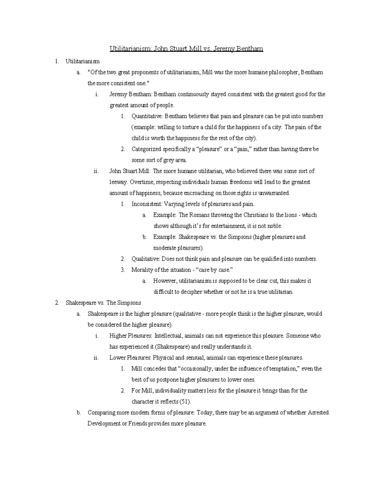 Dynamic Discussion John Stuart Mill vs. Jeremy Bentham Utilitarianism
