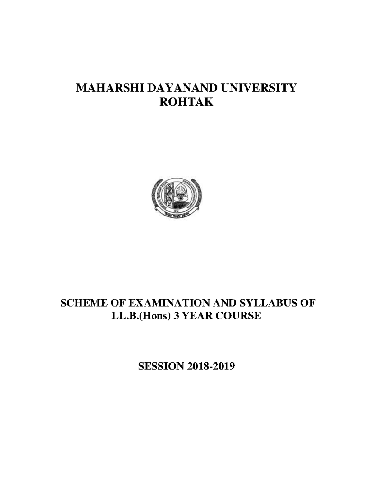 LL.B.(Hons) 3 YEAR SYLLABUS 2022 MDU - MAHARSHI DAYANAND UNIVERSITY ...