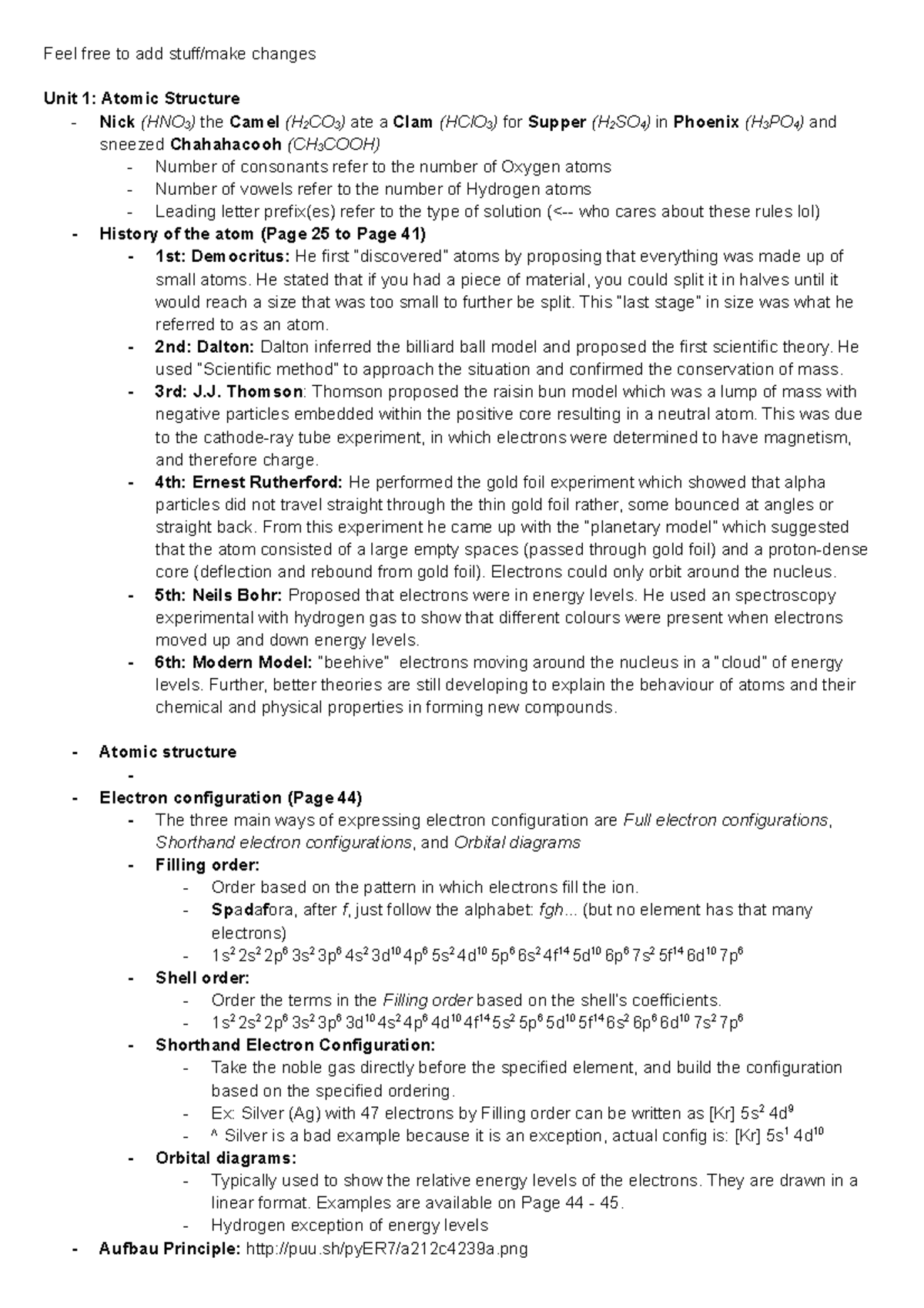 AP Chemistry review notes for FIRST YEAR GENERAL CHEM Feel free to