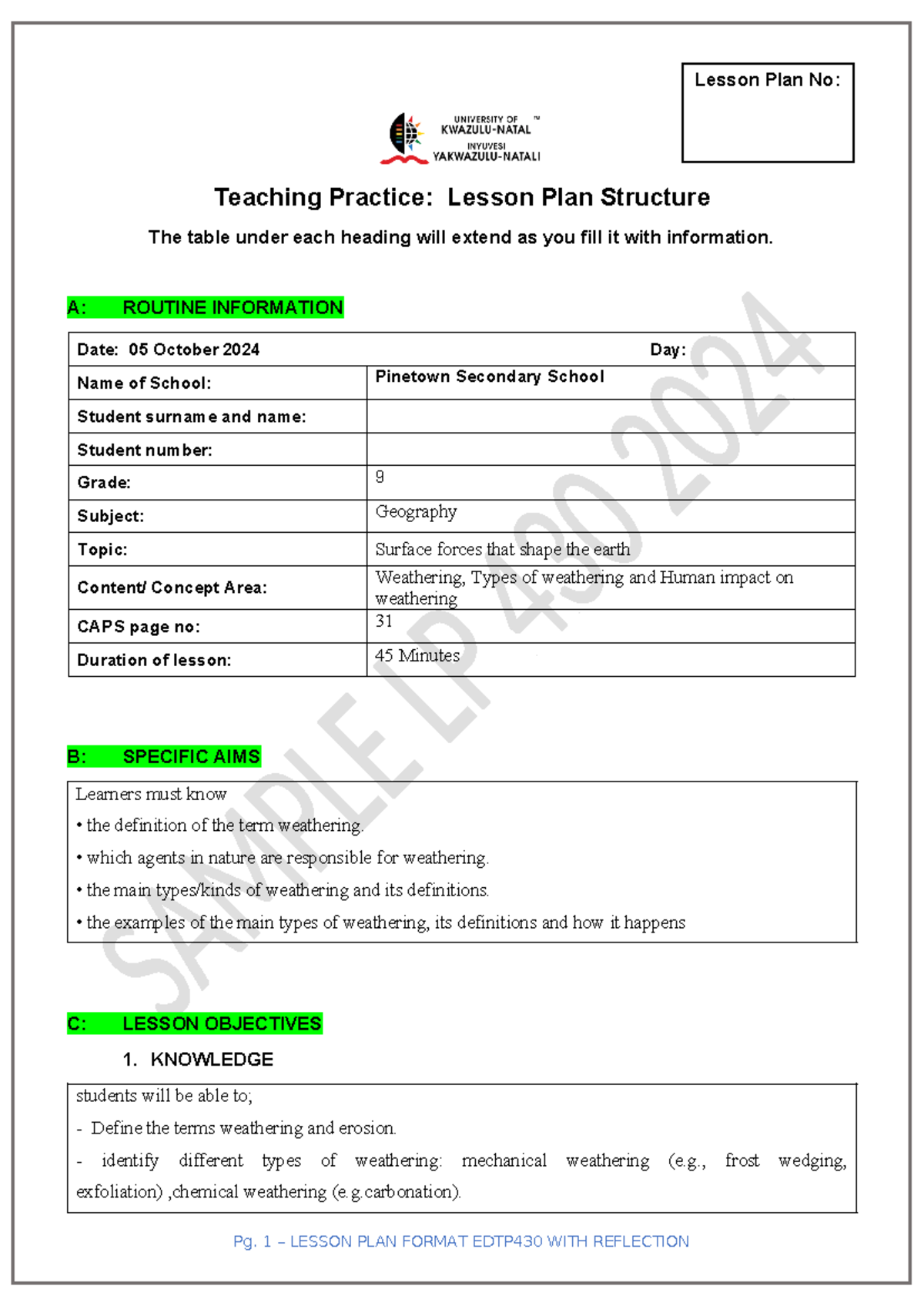 Group lesson plan - NO DESCRIPTION - Teaching Practice: Lesson Plan ...