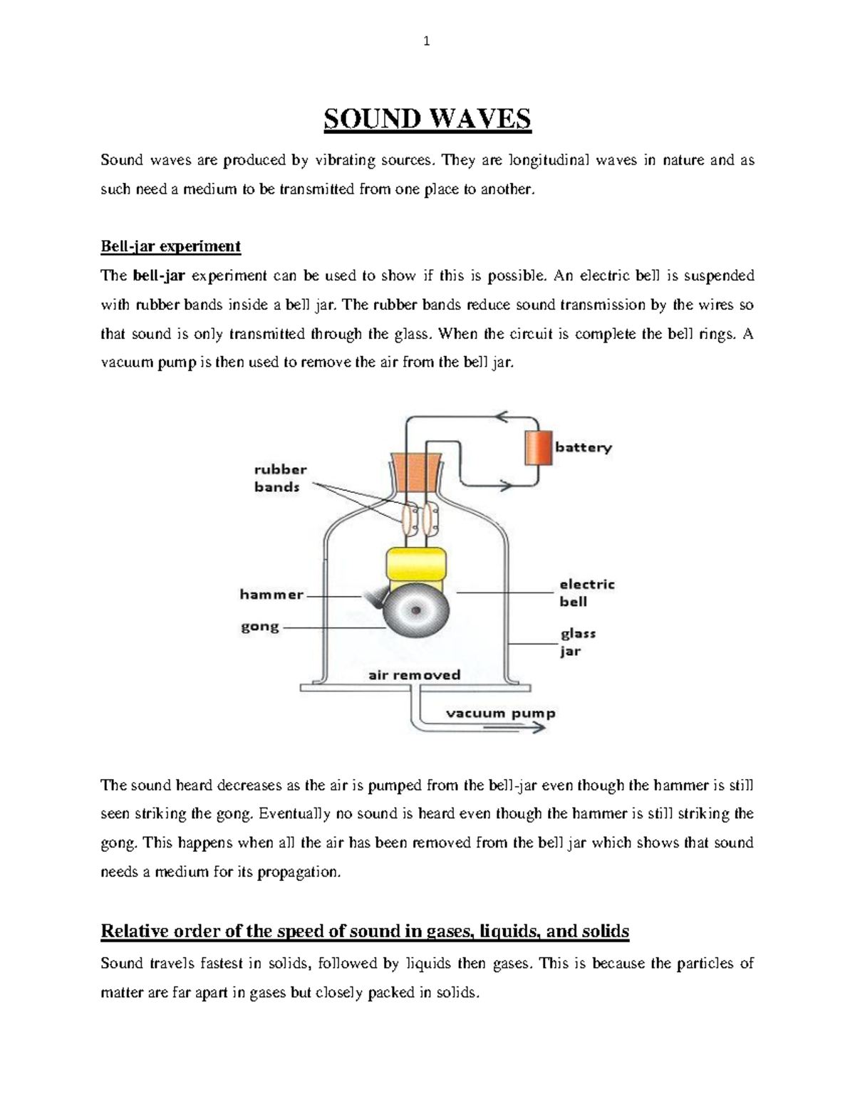 Sound Waves - SOUND WAVES Sound waves are produced by vibrating sources ...