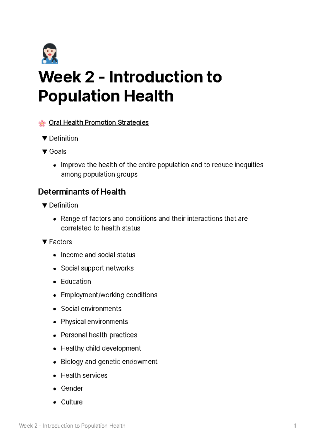 Week 2 - Introduction To Population Health - Studocu