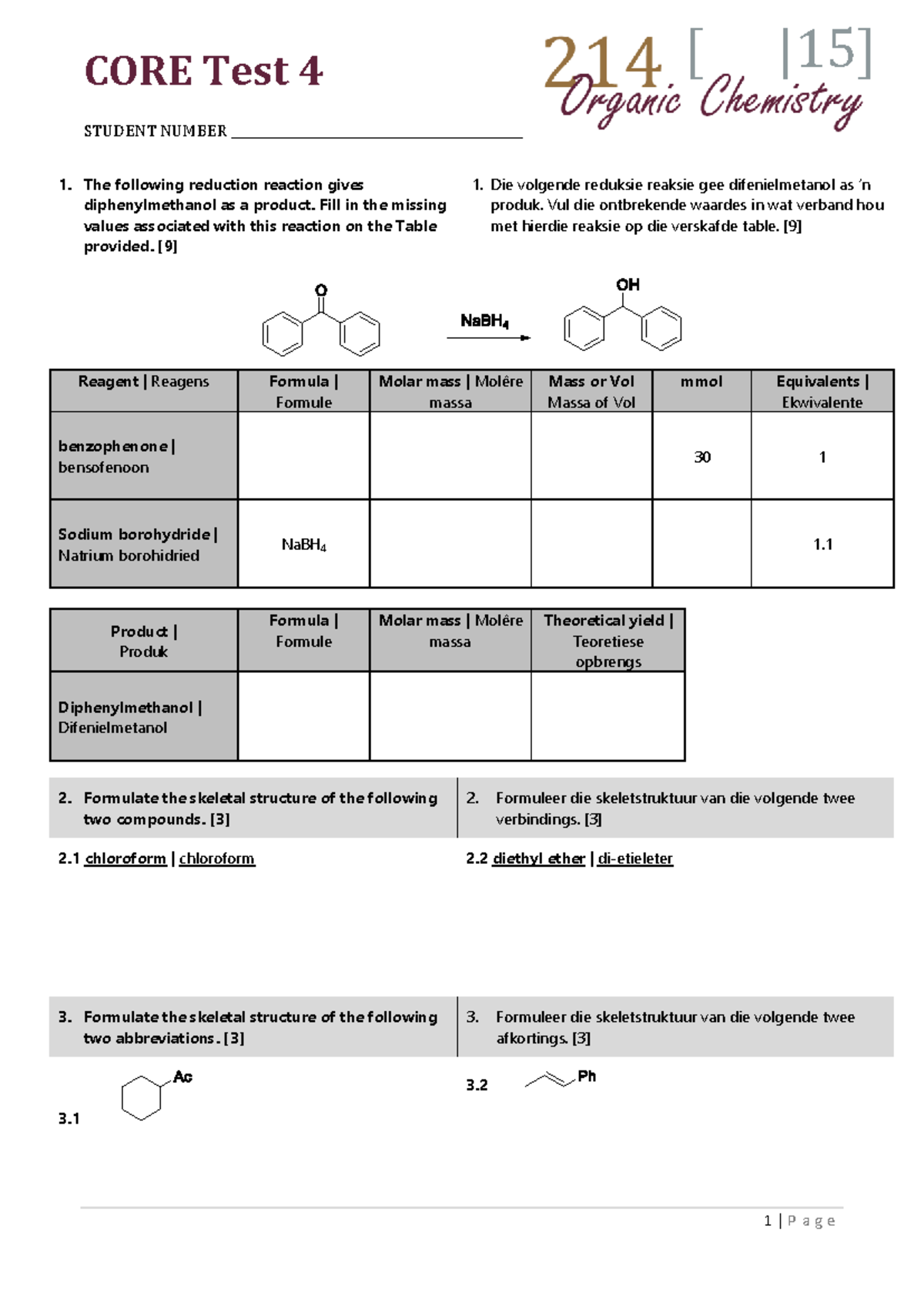 CORE Test 4 2019 a - 1 | P a g e CORE Test 4 STUDENT NUMBER - Studocu