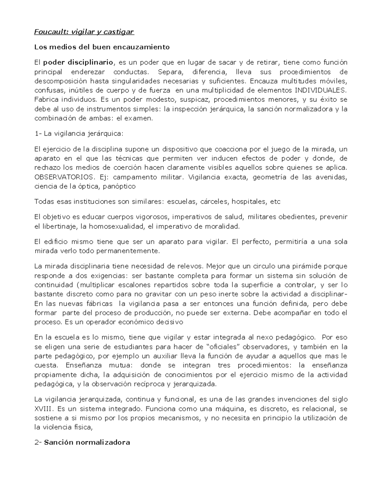 Vigilar y castigar - Foucault: vigilar y castigar Los medios del buen ...