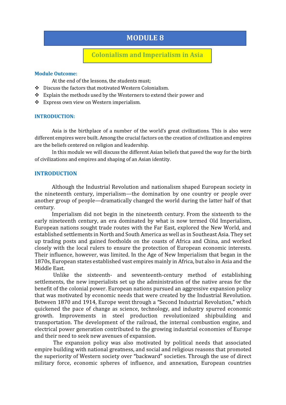 Module-8-lesson-4 - Module Outcome: At The End Of The Lessons, The ...