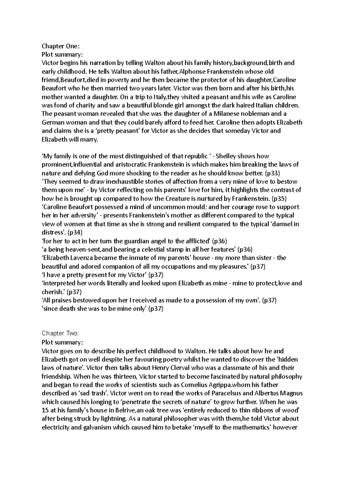 Frankenstein chapter summaries - Chapter One: Plot summary: Victor ...