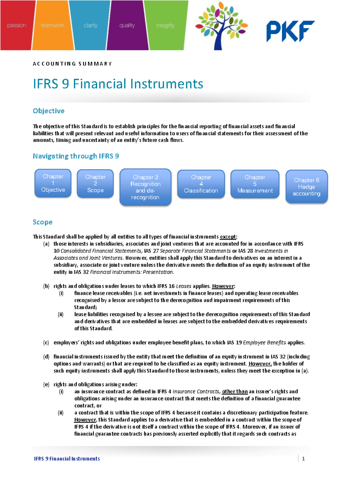 Ifrs 9 financial instruments - A C C O U N T I N G S U M M A R Y IFRS 9 ...