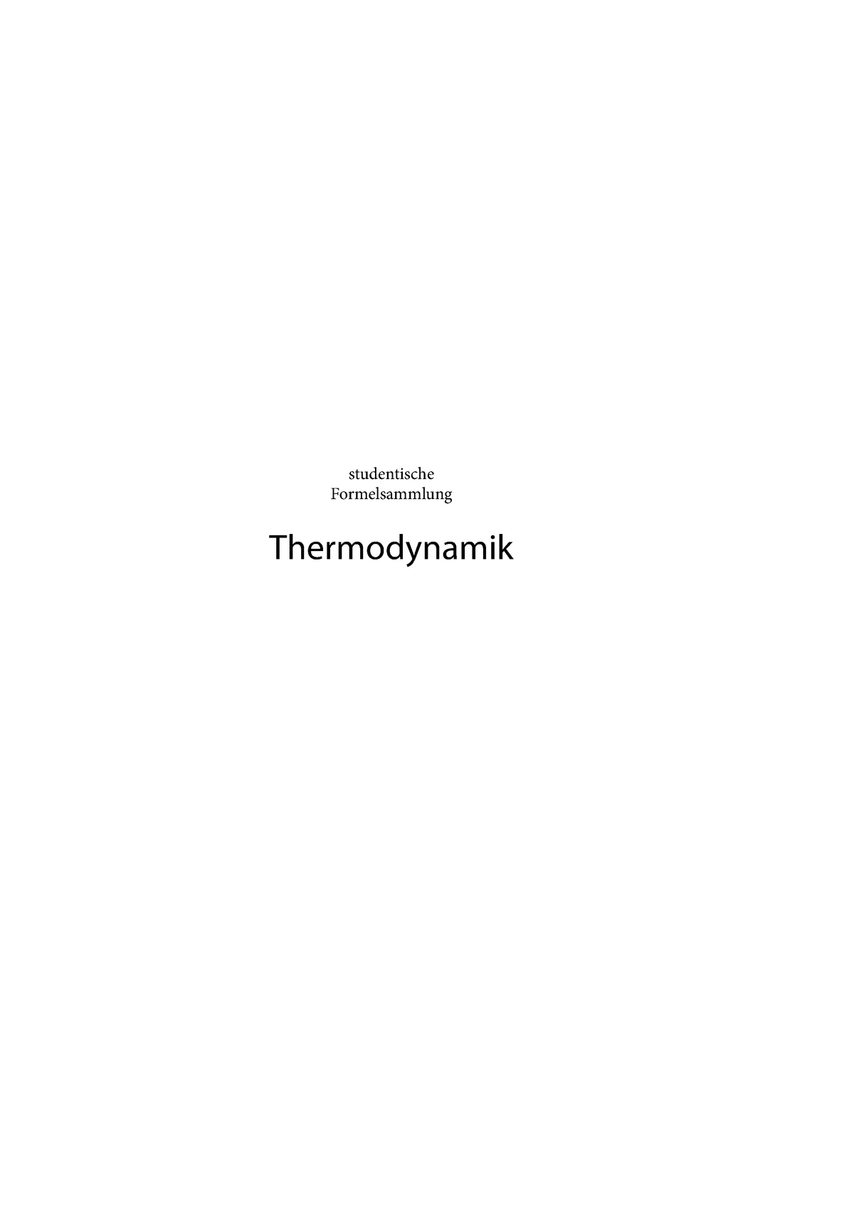 Formelsammlung Thermodynamik