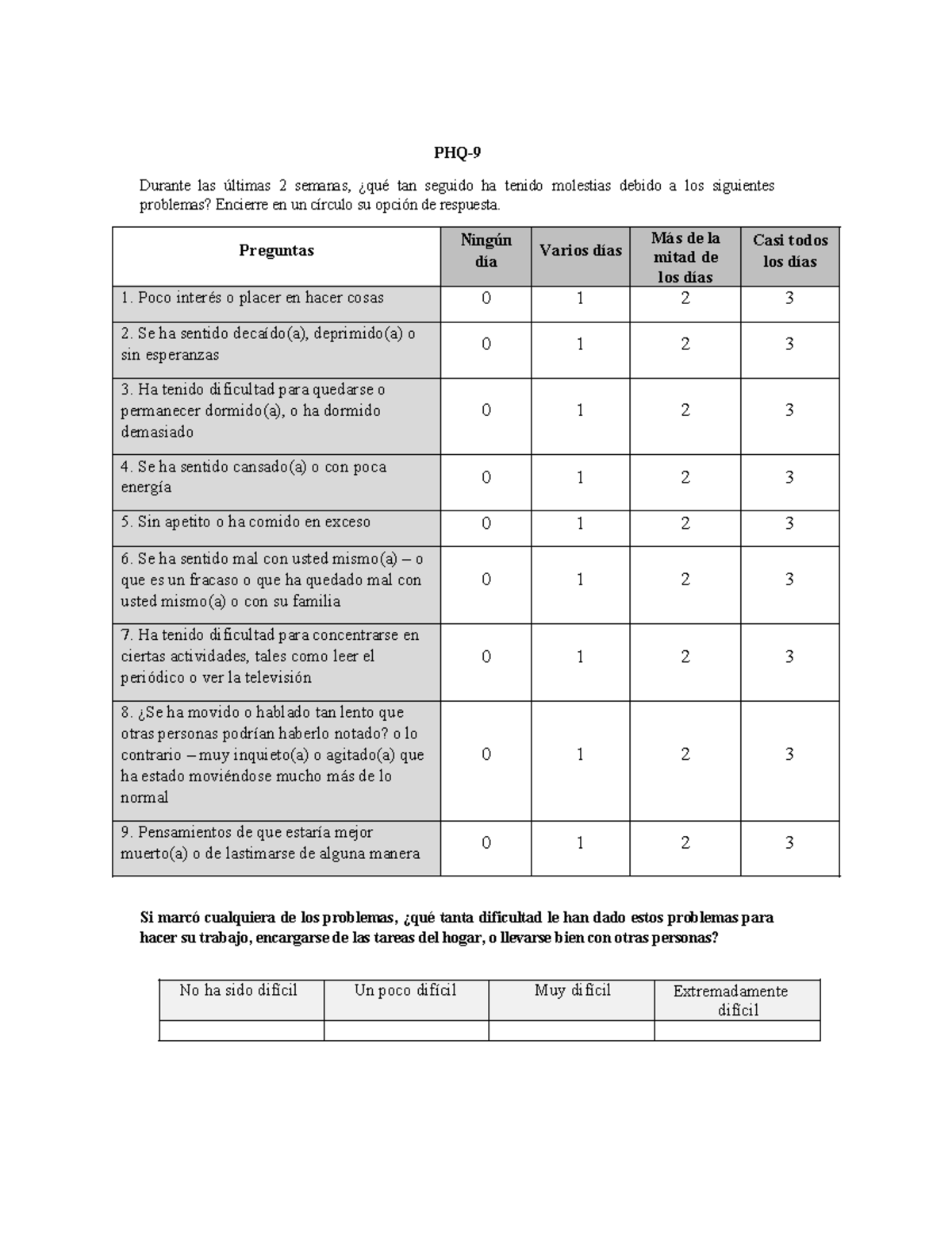 Dicyclomine 10 Mg En Español Para Que Sirve PHQ-9+Adaptaci%C3%B3n+al+espa%C3%B1ol - PHQ- Durante las últimas 2