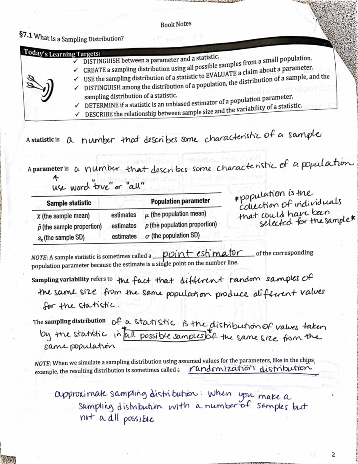 7 1+notes+key - Unit 7 Day 1 Notes - MATH 352 - Studocu