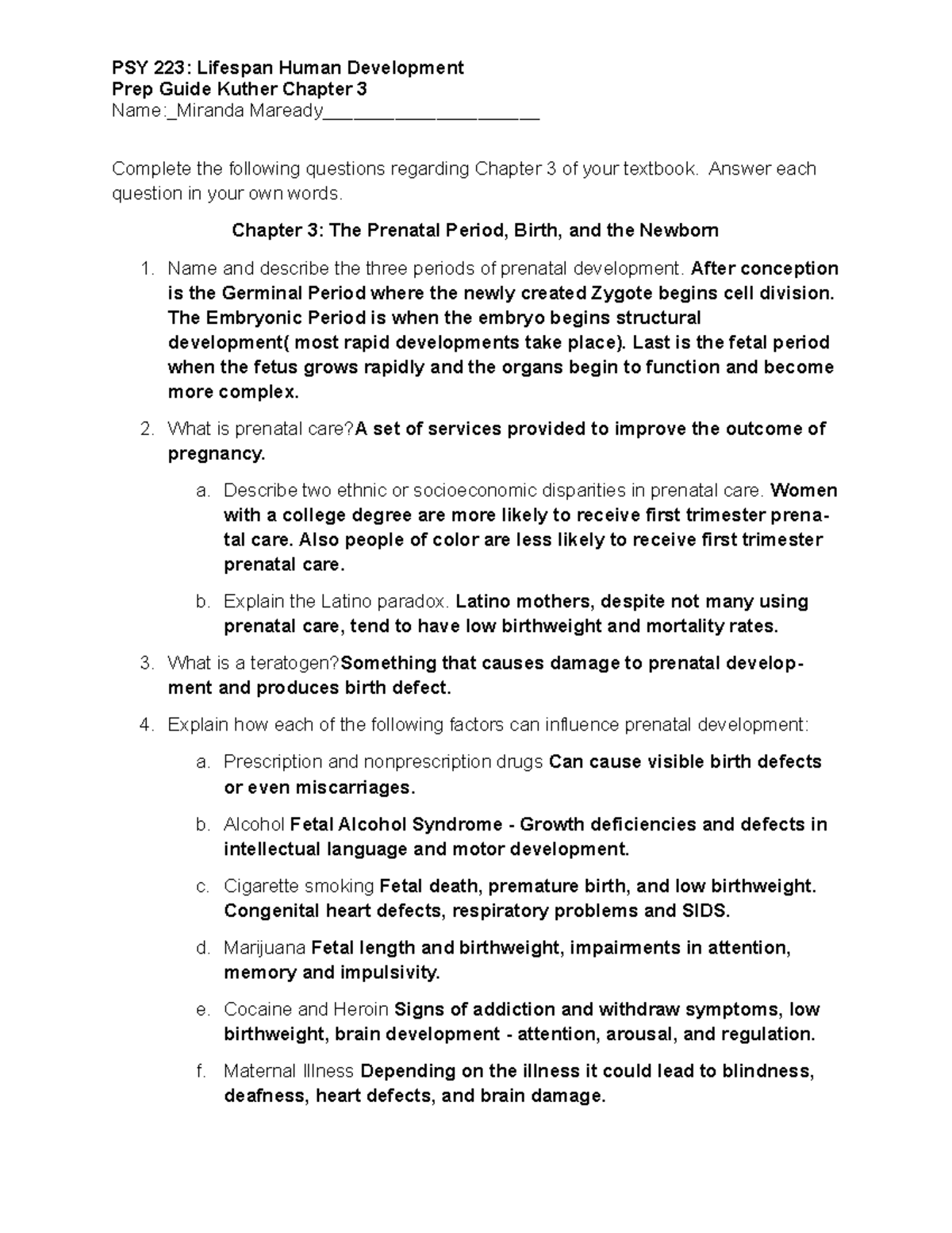 Chapter 3 Prep Guide - PSY 223: Lifespan Human Development Prep Guide ...