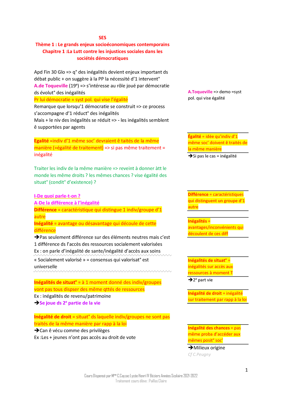 Chapitre 1 Thème 1 - Cours D'économie - 1 Cours Dispensé Par Mme C ...