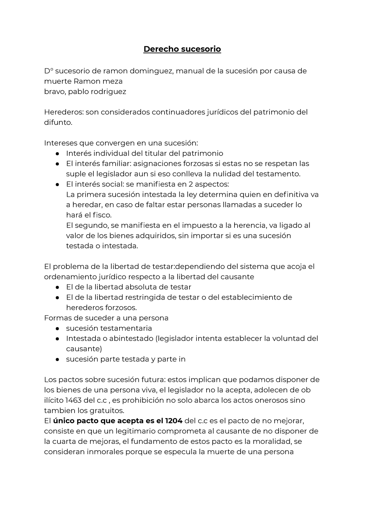 D° Sucesorio - Apuntes 1 - Derecho Sucesorio D° Sucesorio De Ramon ...