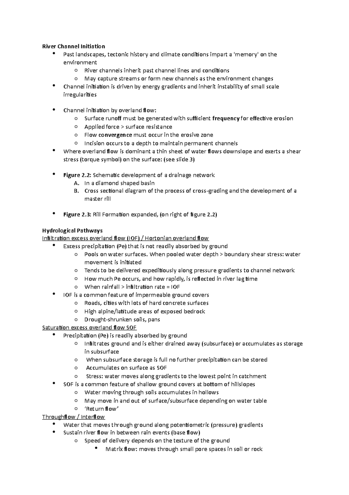 Hydrology GEOG101 - River Channel Initiation Past Landscapes, Tectonic ...