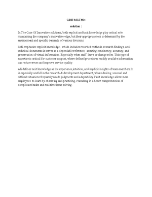 Mgt 504 assignment solution - Solution: Part (a) Identification of ...