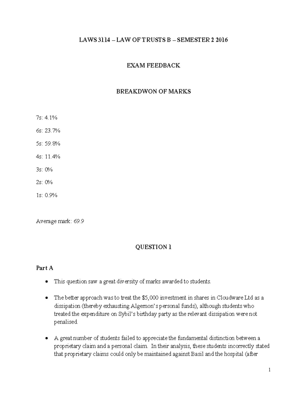 Final Exam 2 July 2016, Questions And Answers - LAWS 3114 – LAW OF ...