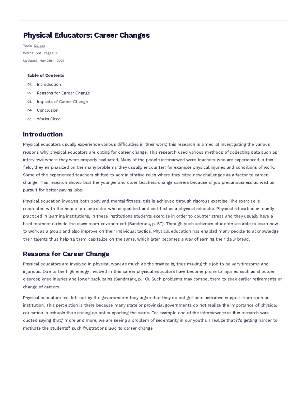 career in physical education essay