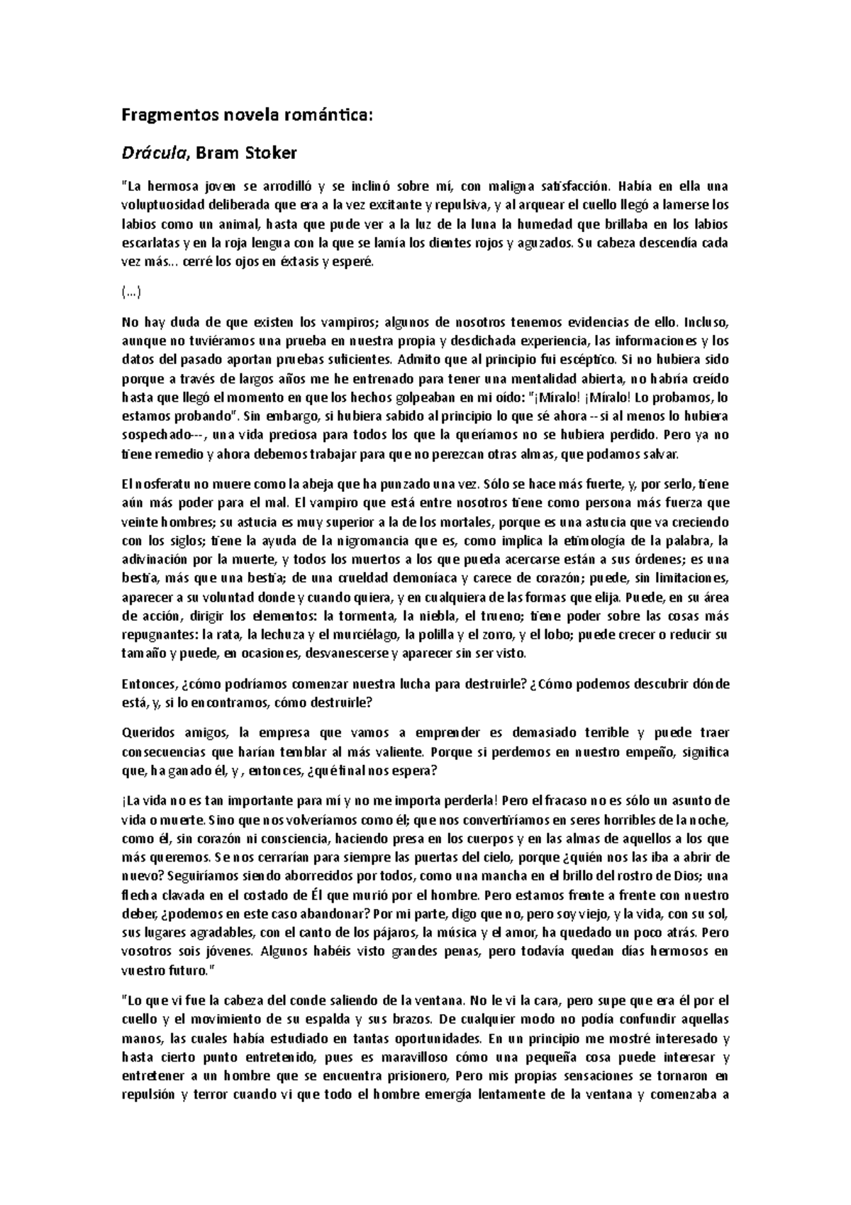 Fragmentos novela romántica - Fragmentos novela romántica: Drácula ...