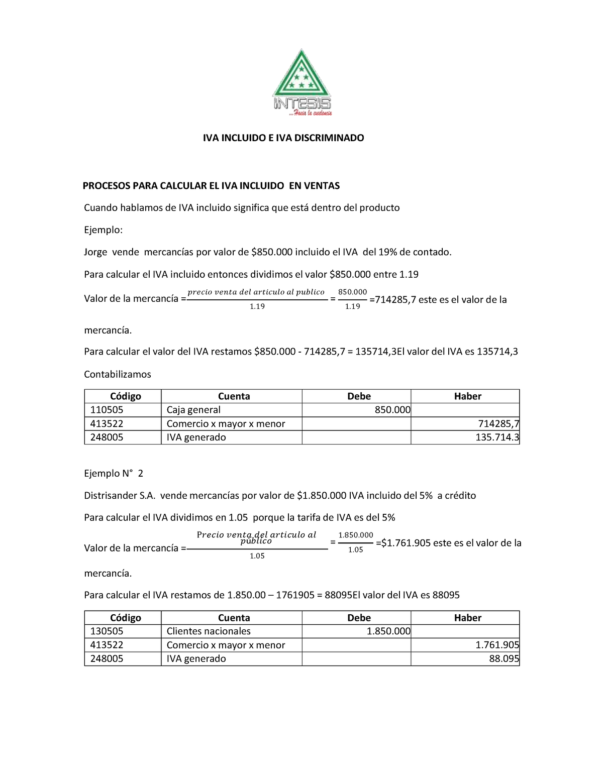 Explicación Y Práctica Más IVA E IVA Incluido - IVA INCLUIDO E IVA ...