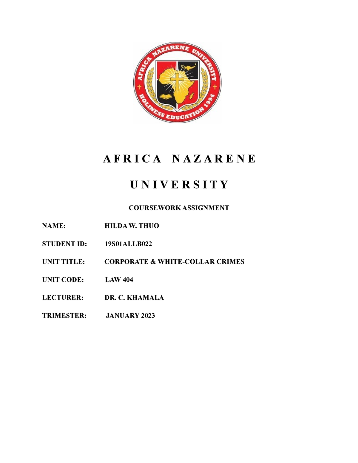 WCCC Term Paper - NOTES ON WHITE COLLAR AND CORPORATE CRIME KENYA - A F ...