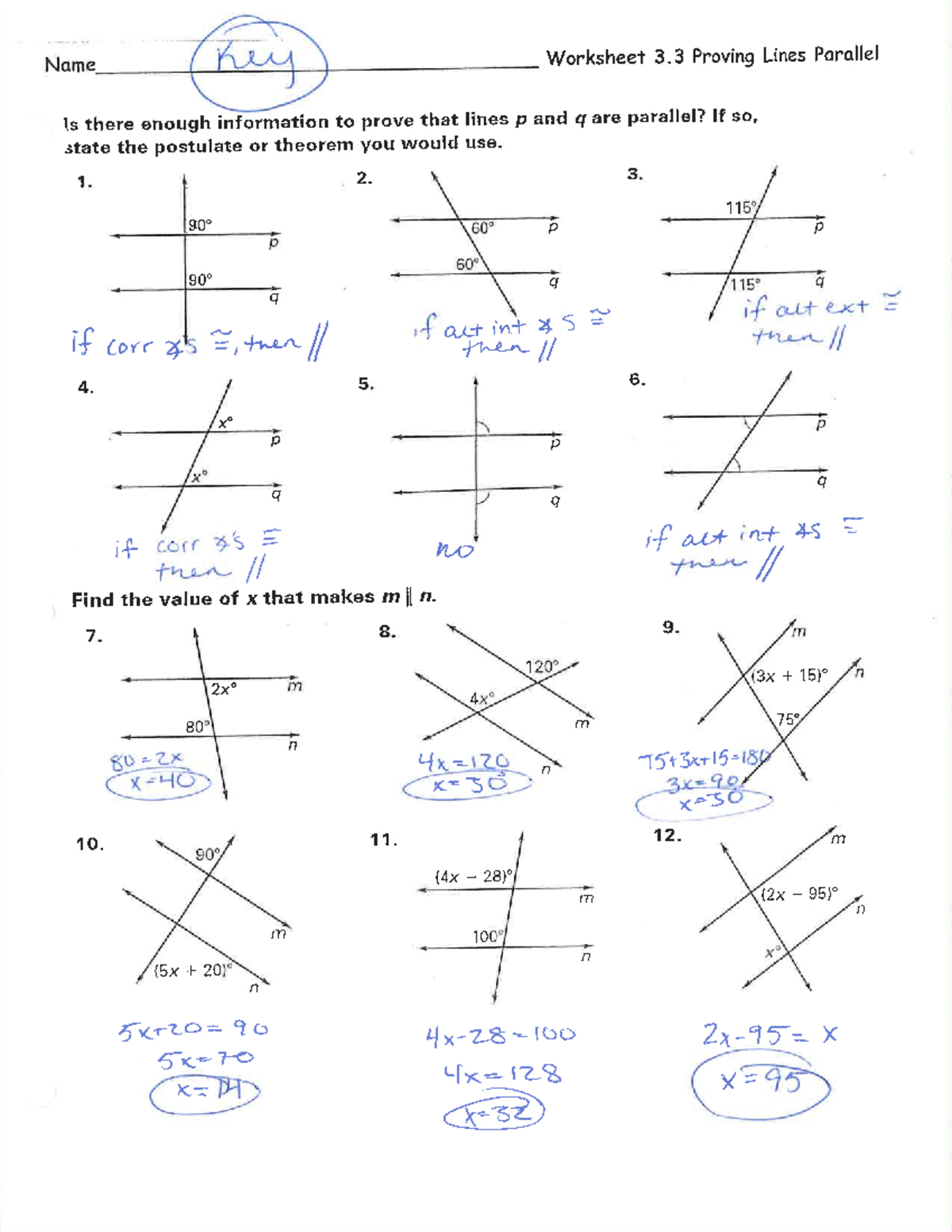 Proving Lines Parallel - 1. 2. 3. p p p q q q if corr x5 2, , then if ...