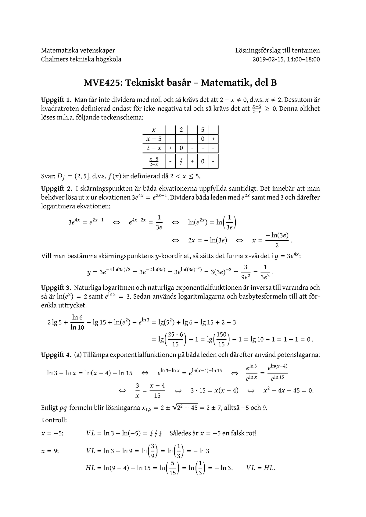 Tenta Mve425b 190215 Lösningar - Matematiska Vetenskaper ...