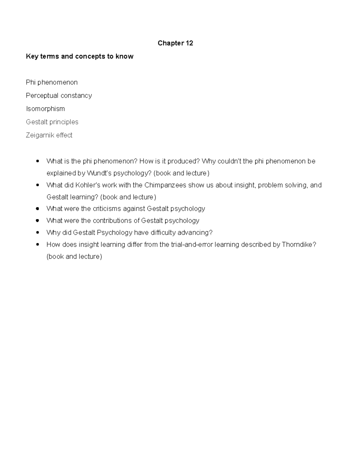 Psych 357 Exam 4 Study Guide - Chapter 12 Key terms and concepts to ...